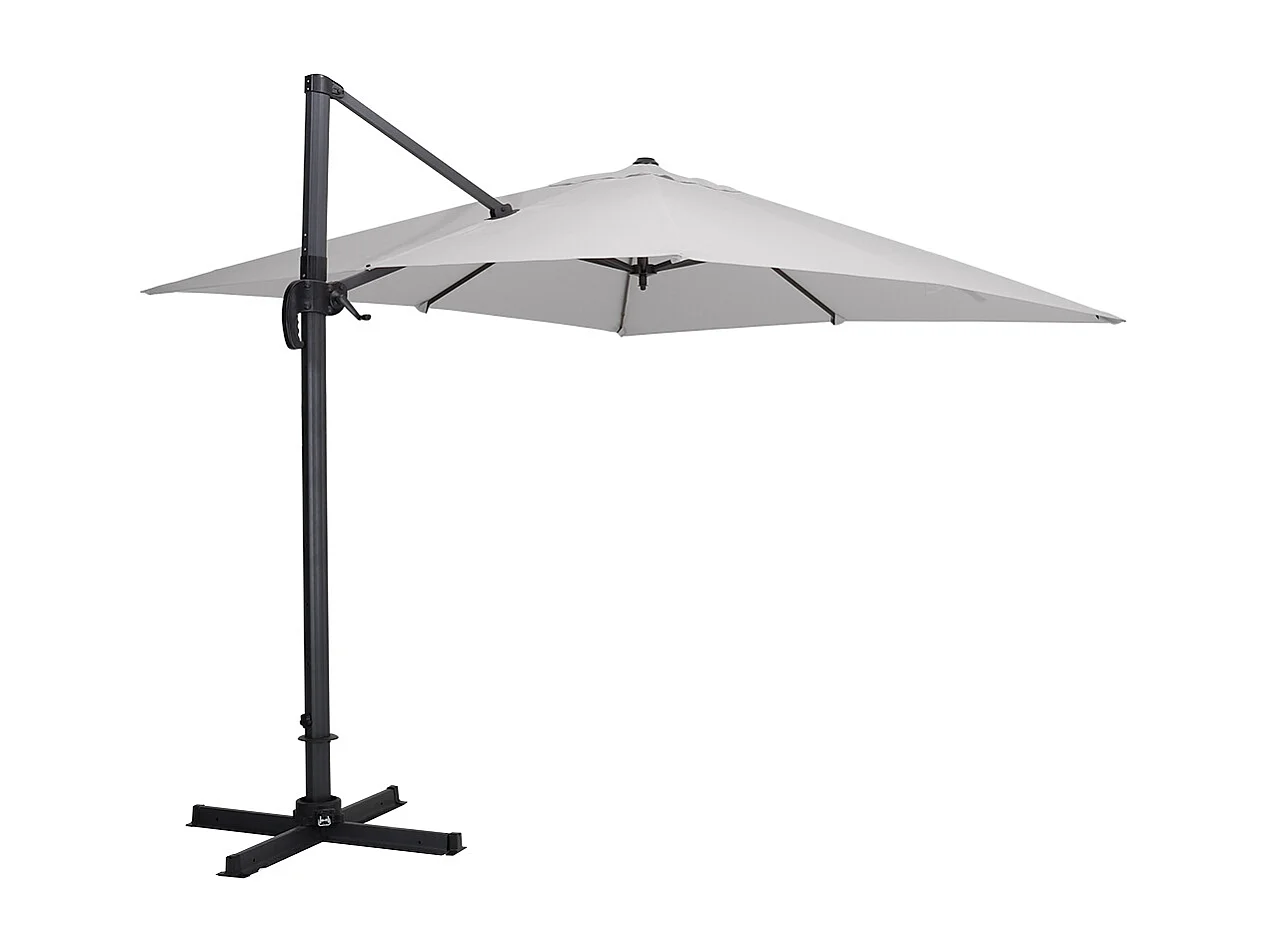 Large 3m Square Rotating Cantilever Parasol with Square Base - Light Grey