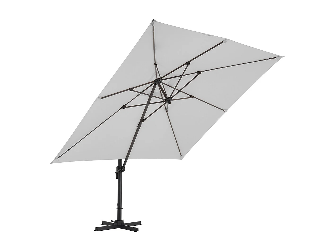Large 3m Square Rotating Cantilever Parasol with Square Base - Light Grey