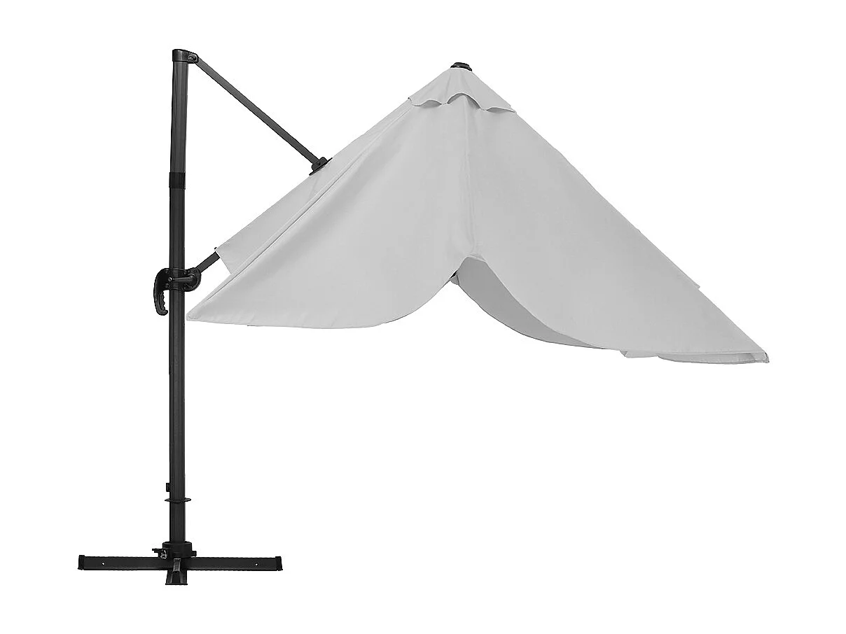 Large 3m Square Rotating Cantilever Parasol with Square Base - Light Grey