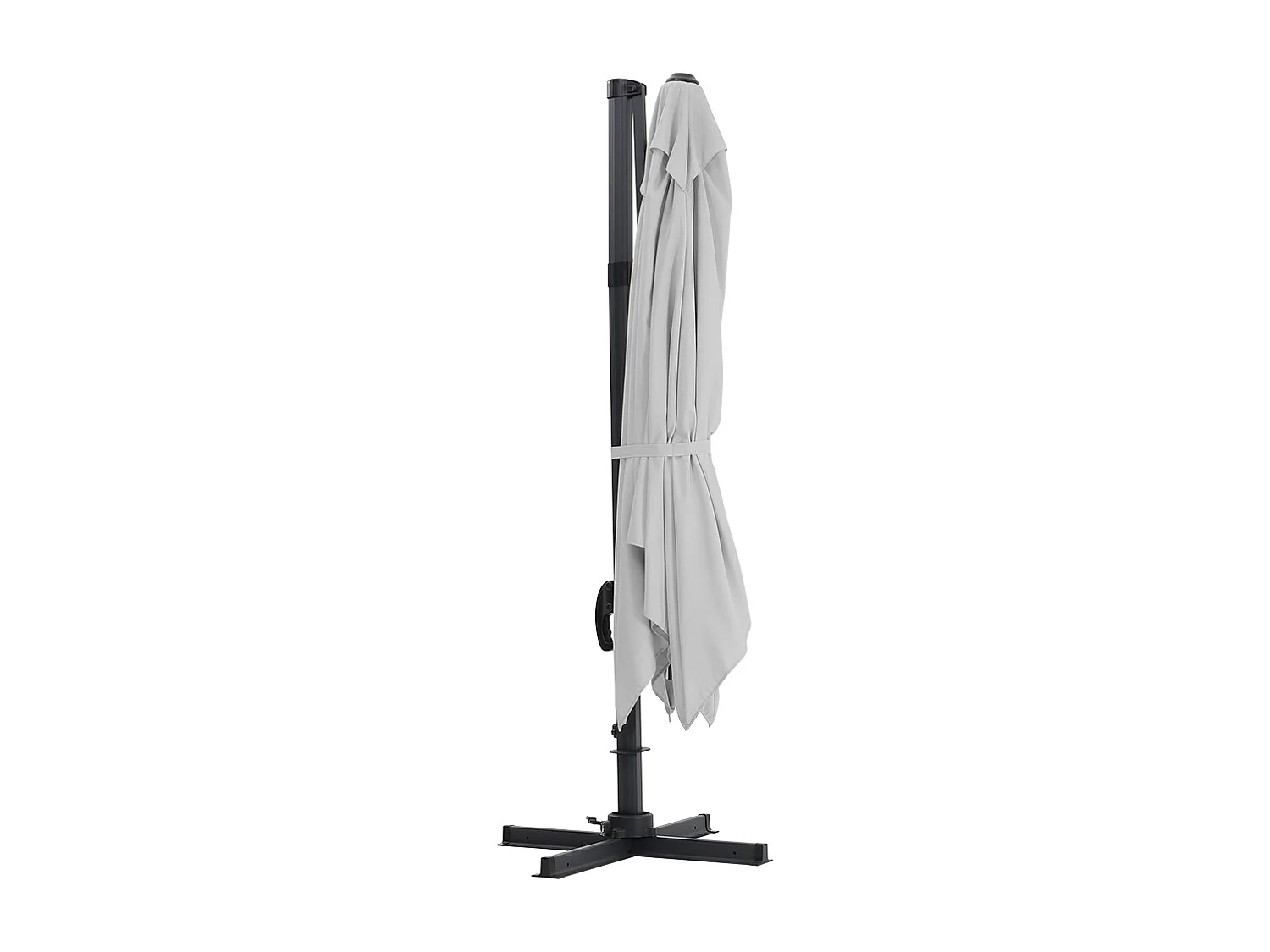 Large 3m Square Rotating Cantilever Parasol with Square Base - Light Grey