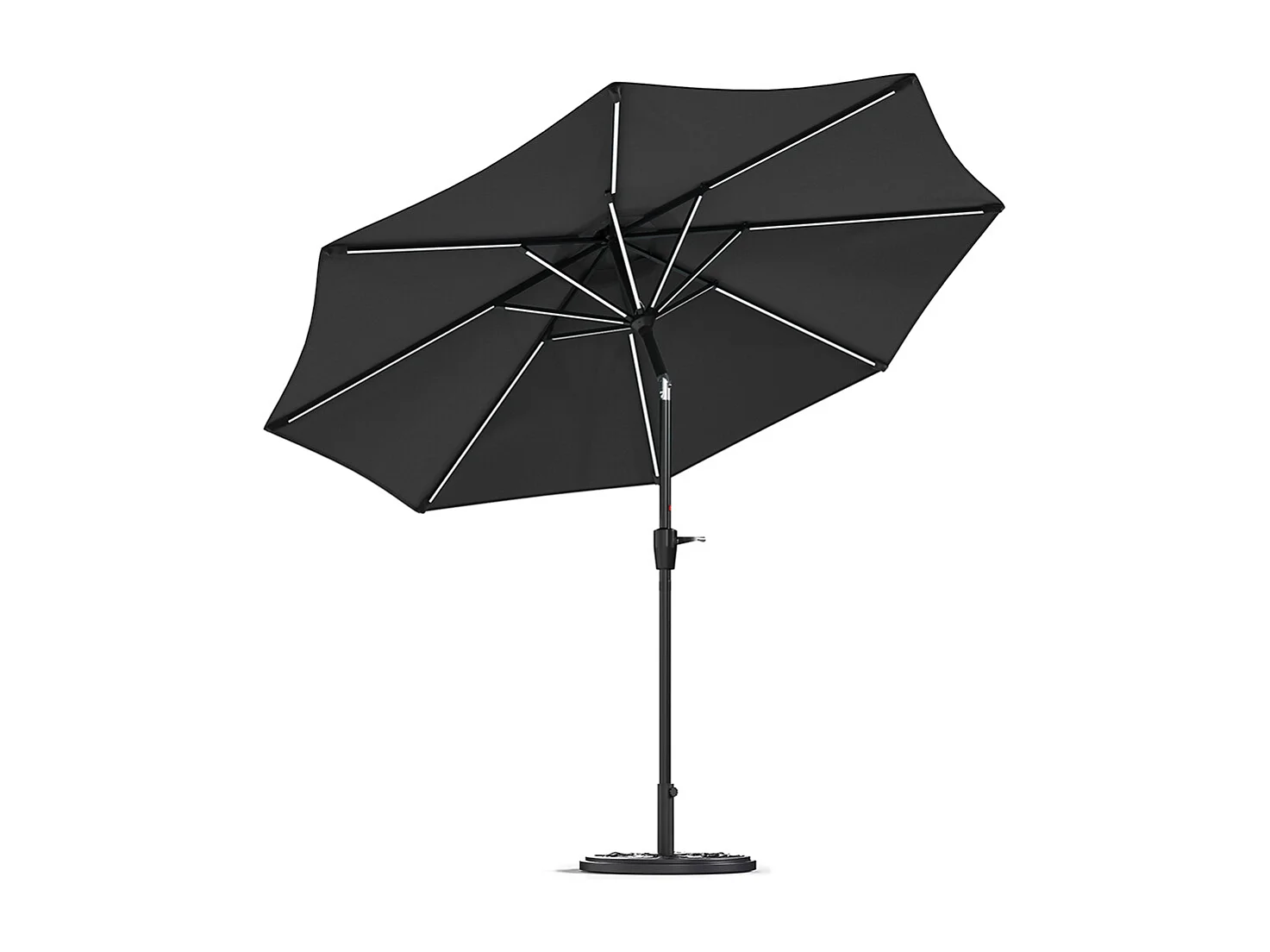 Large 3m Solar LED Parasol with Cement Base - Dark Grey