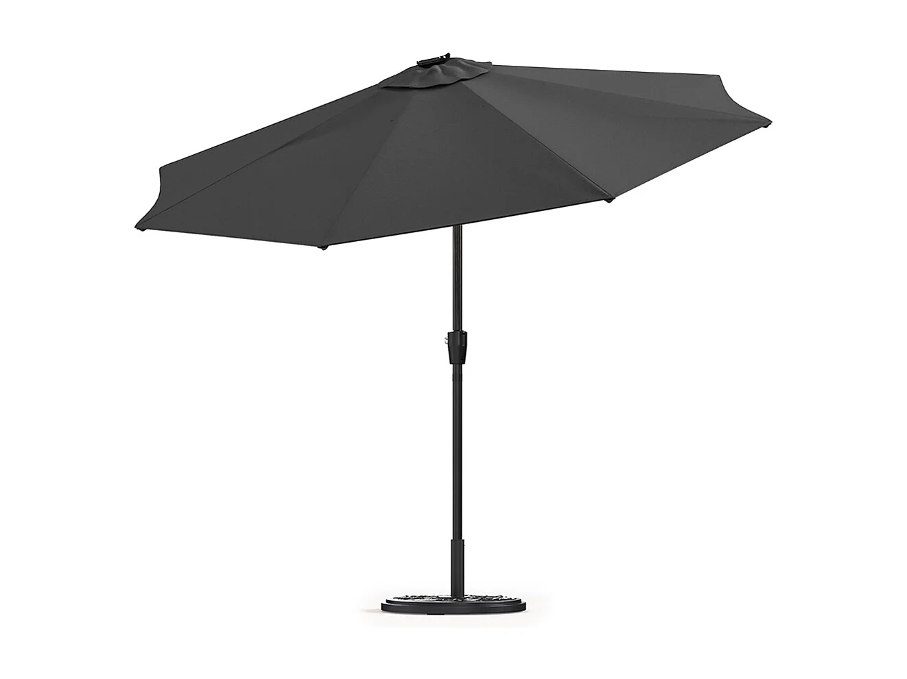 Large 3m Solar LED Parasol with Cement Base - Dark Grey