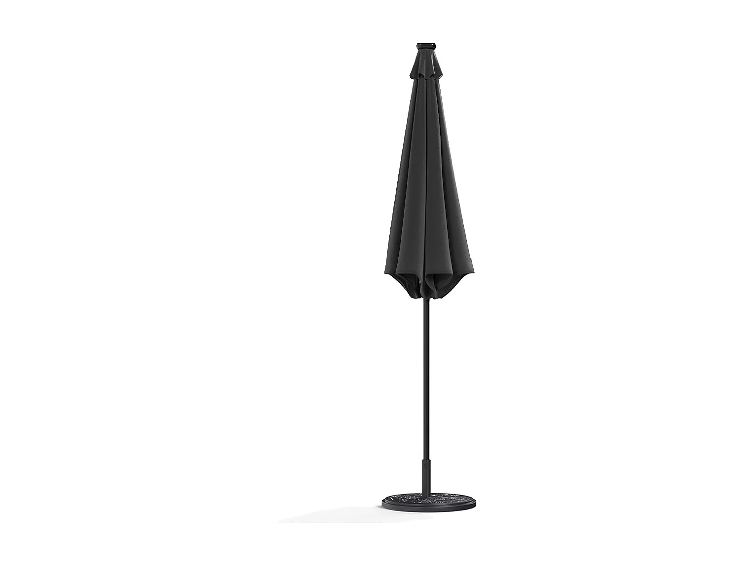 Large 3m Solar LED Parasol with Cement Base - Dark Grey