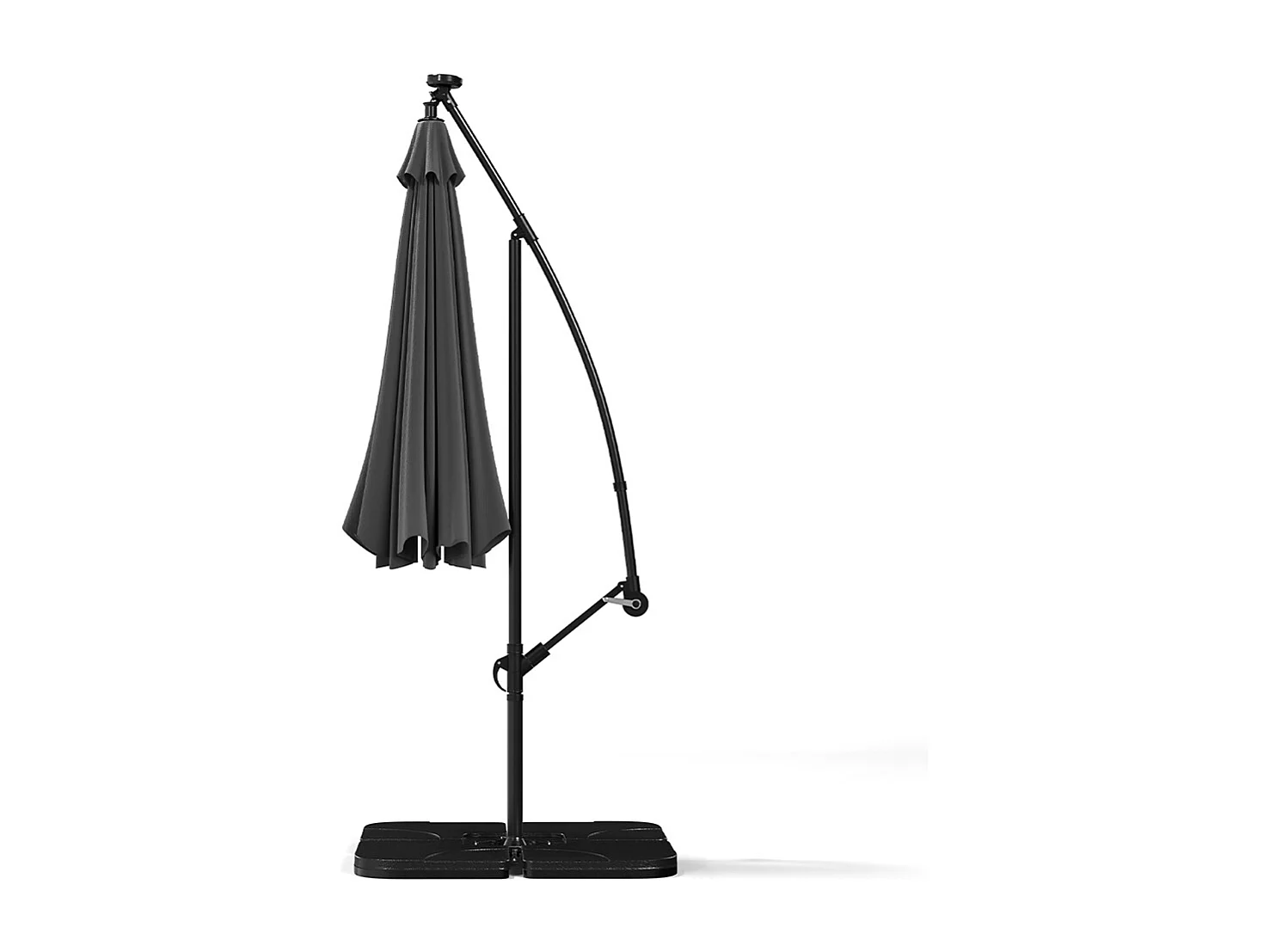 3m Solar 32 LED Lights Parasol with Crank, Cross & Square Base - Dark Grey