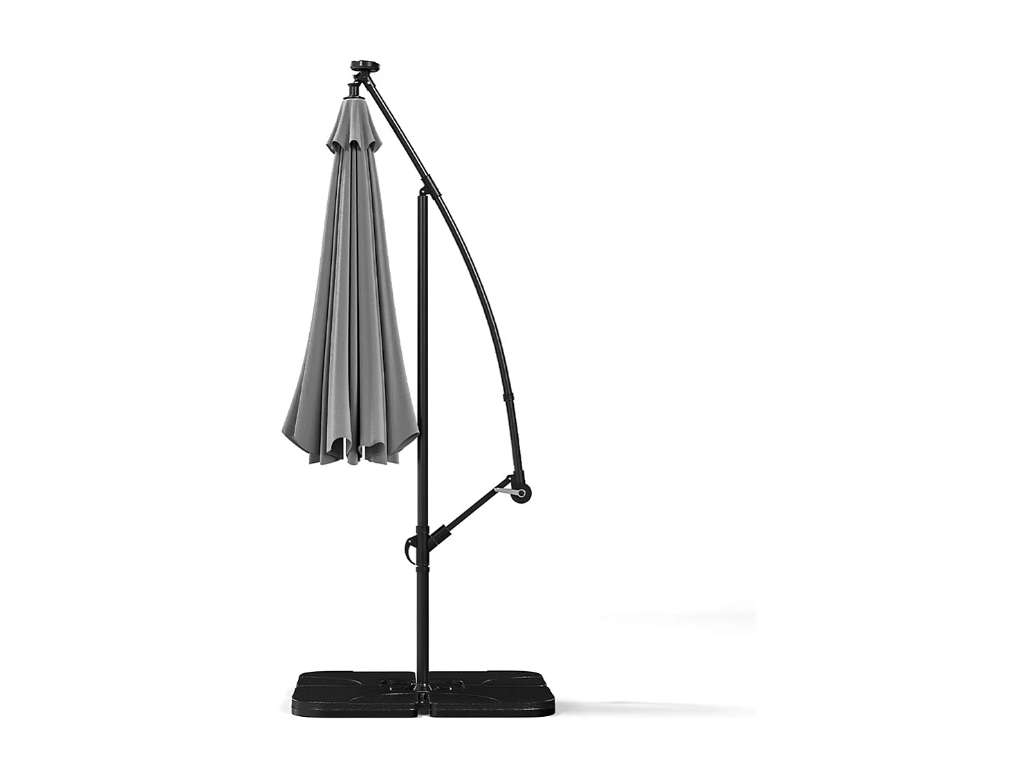 3m Solar 32 LED Lights Parasol with Crank, Cross & Square Base - Light Grey