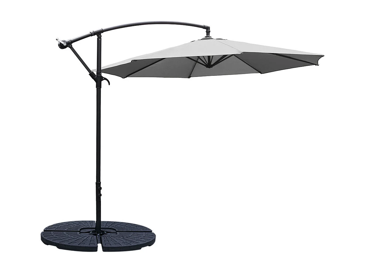 Large 3m Cantilever Parasol with Cross & Fillable Base - Light Grey