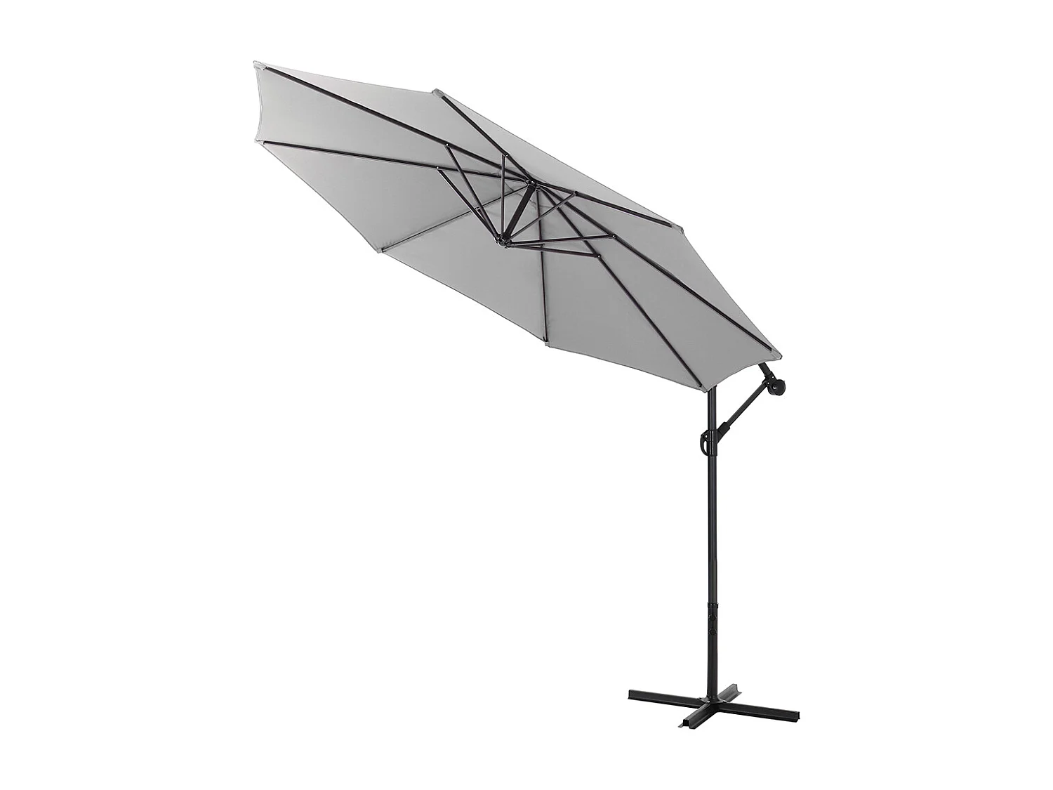 Large 3m Cantilever Parasol with Cross & Fillable Base - Light Grey