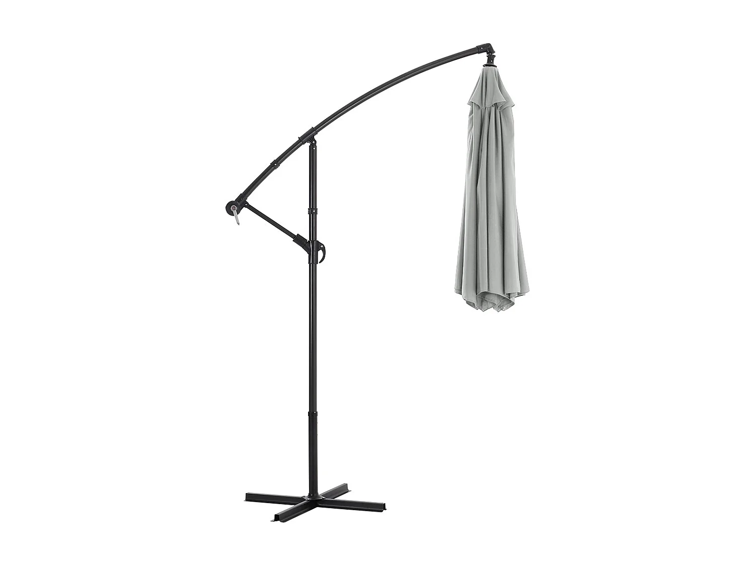 Large 3m Cantilever Parasol with Cross & Fillable Base - Light Grey