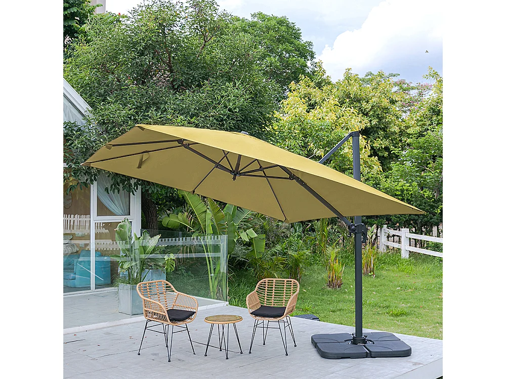 Large 3m Square Rotating Cantilever Parasol with Square Base - Taupe