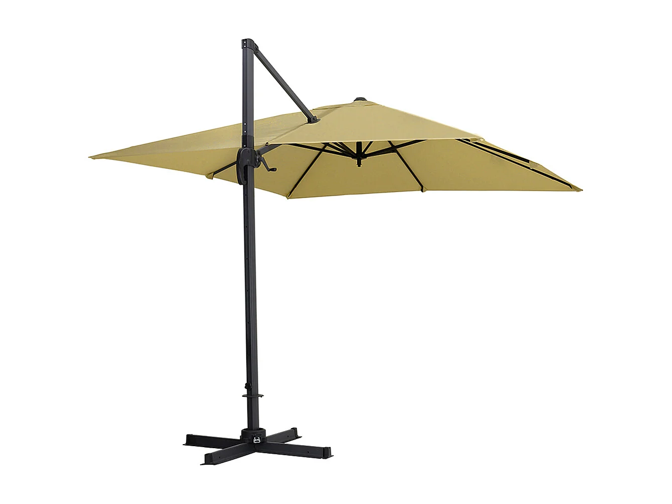 Large 3m Square Rotating Cantilever Parasol with Square Base - Taupe