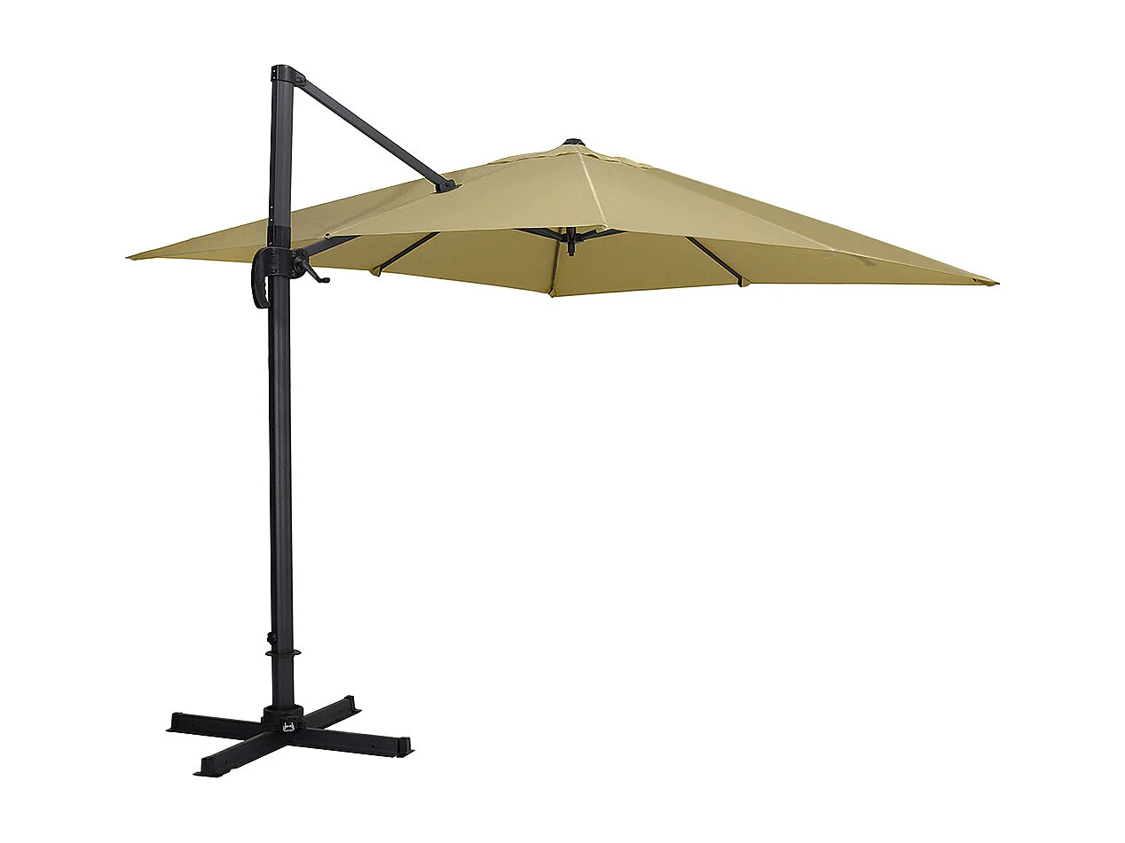 Large 3m Square Rotating Cantilever Parasol with Square Base - Taupe