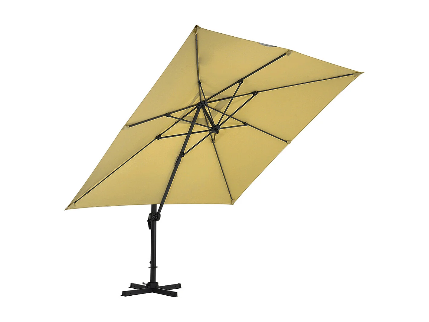 Large 3m Square Rotating Cantilever Parasol with Square Base - Taupe