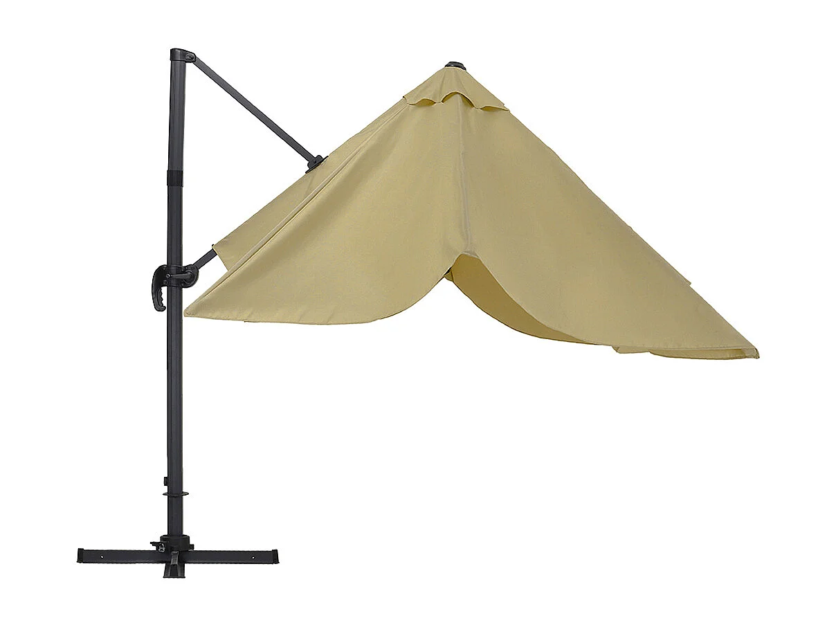 Large 3m Square Rotating Cantilever Parasol with Square Base - Taupe