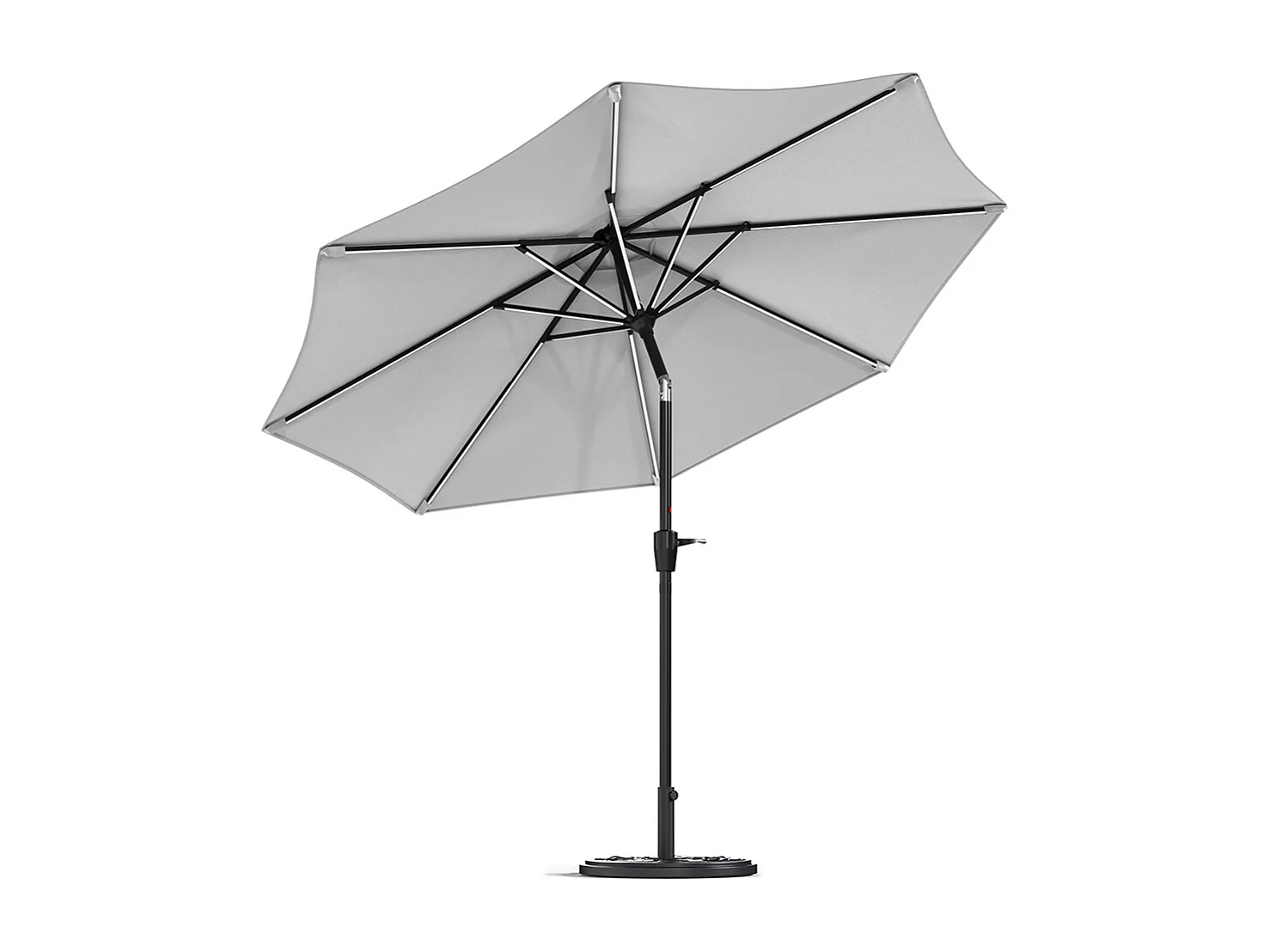 Large 3m Solar LED Parasol with Cement Base - Light Grey