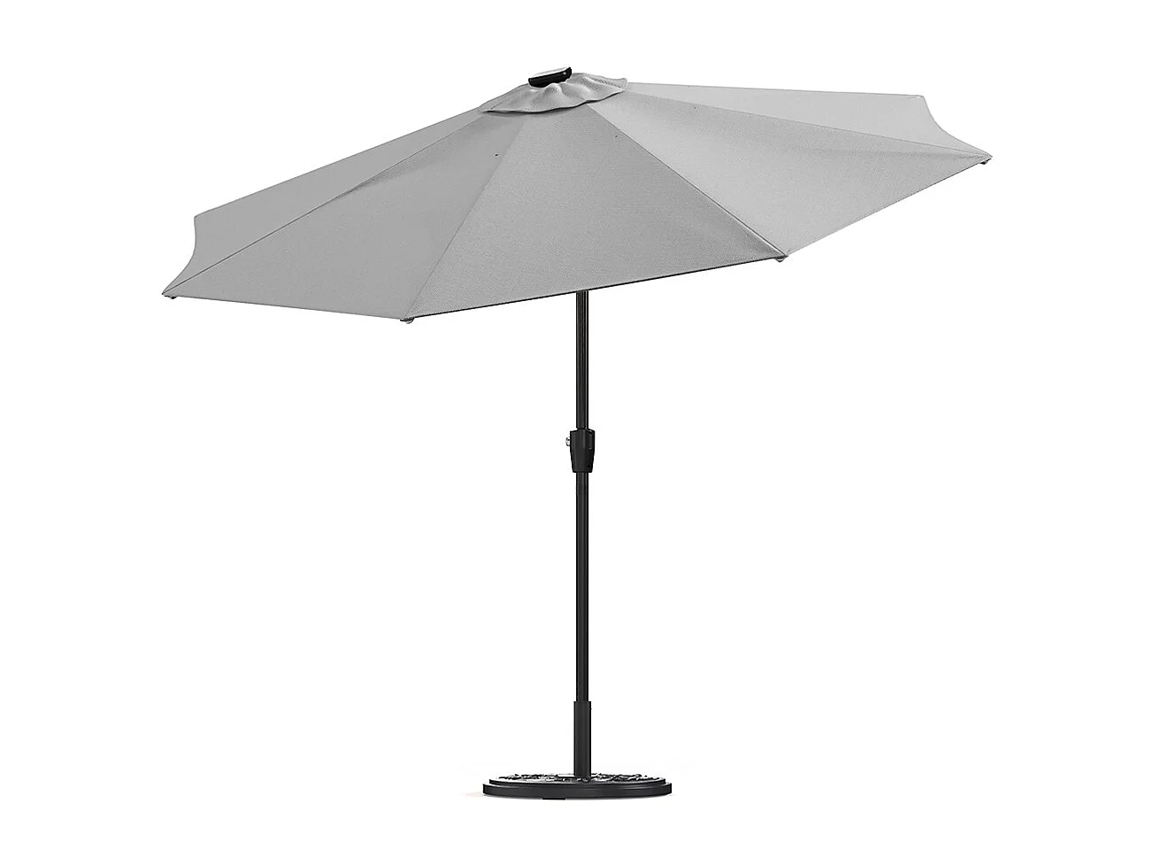 Large 3m Solar LED Parasol with Cement Base - Light Grey