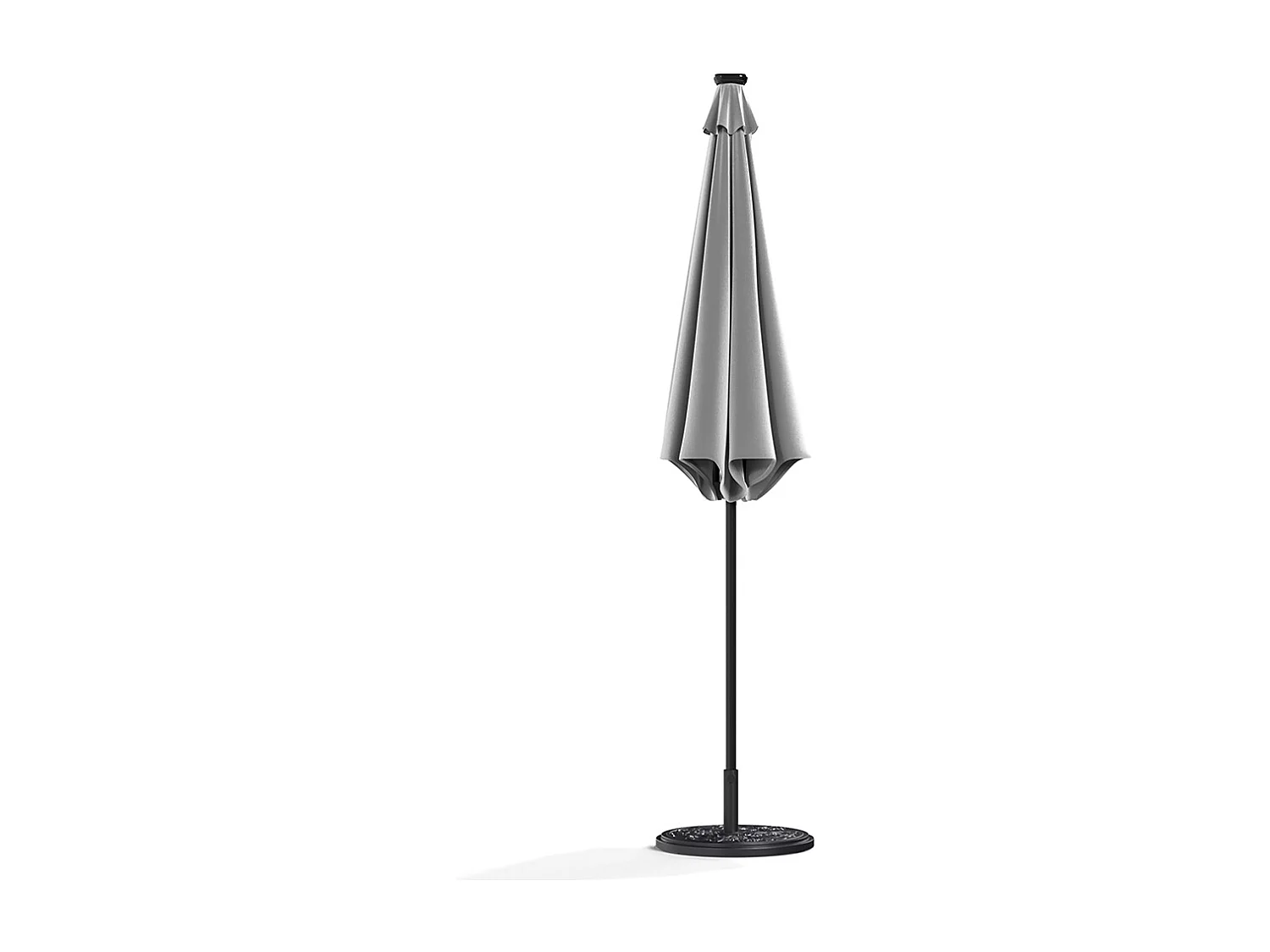 Large 3m Solar LED Parasol with Cement Base - Light Grey