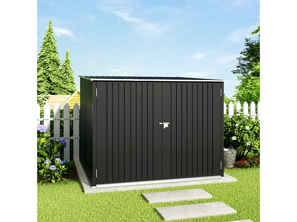 Charcoal Black Steel Bicycle Shed with Lockable Doors