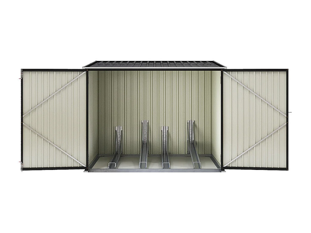 Charcoal Black Steel Bicycle Shed with Lockable Doors