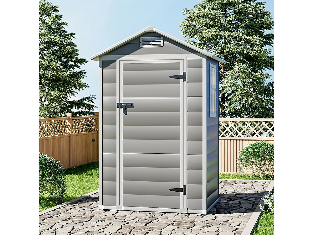 4.4 x 3.4 ft Grey Compact Apex Roof Plastic Garden Shed