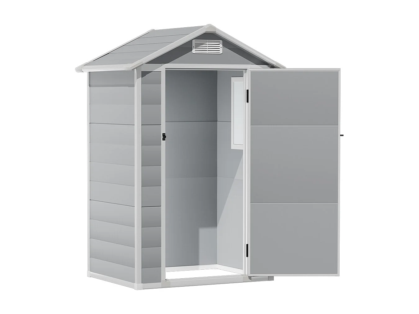 4.4 x 3.4 ft Grey Compact Apex Roof Plastic Garden Shed