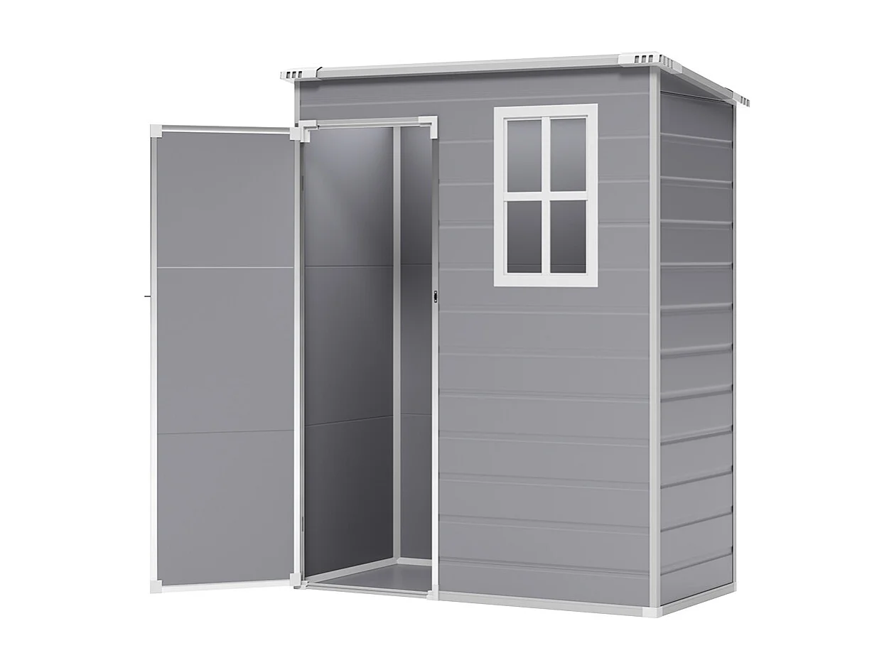 5 x 3 ft Grey Outdoor Plastic Storage Shed with Window & Floor