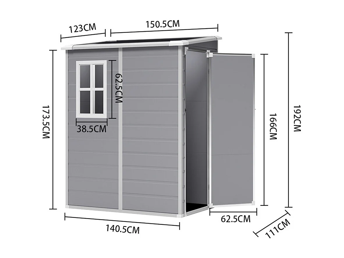 4.6 x 3.6 ft Flat Roof Plastic Shed with Window & Floor