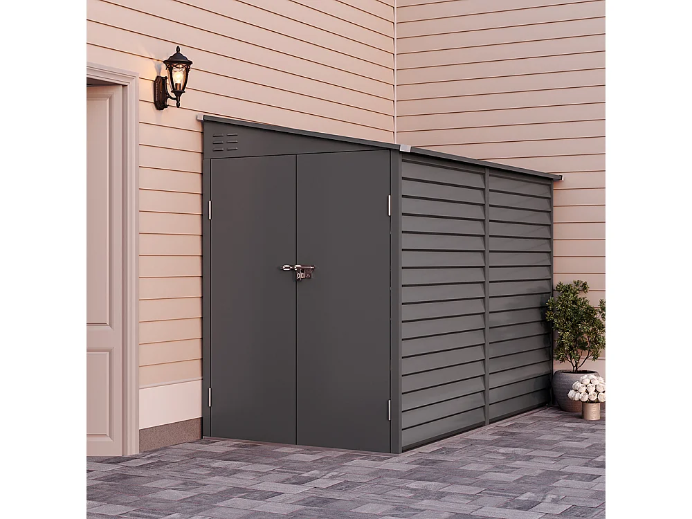 4.6 x 9 ft Metal Garden Storage Shed with Lockable Doors - Light Grey