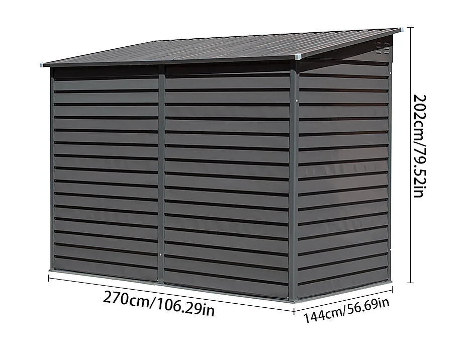 4.6 x 9 ft Metal Garden Storage Shed with Lockable Doors - Light Grey