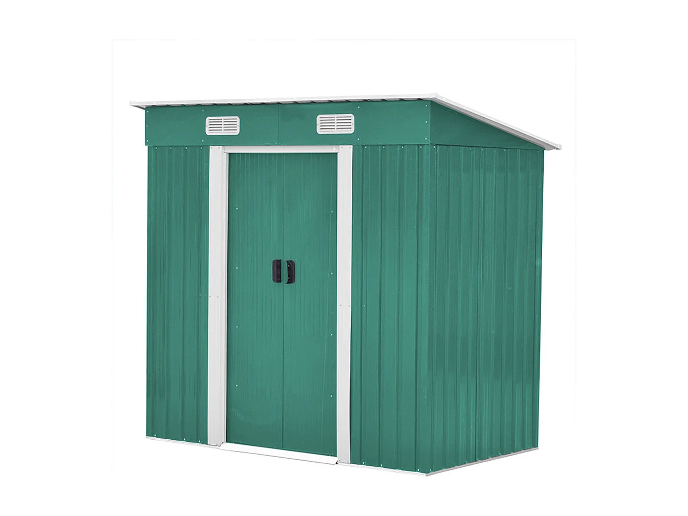 4 x 6 ft Pent Roof Metal Garden Storage Shed - Dark Green
