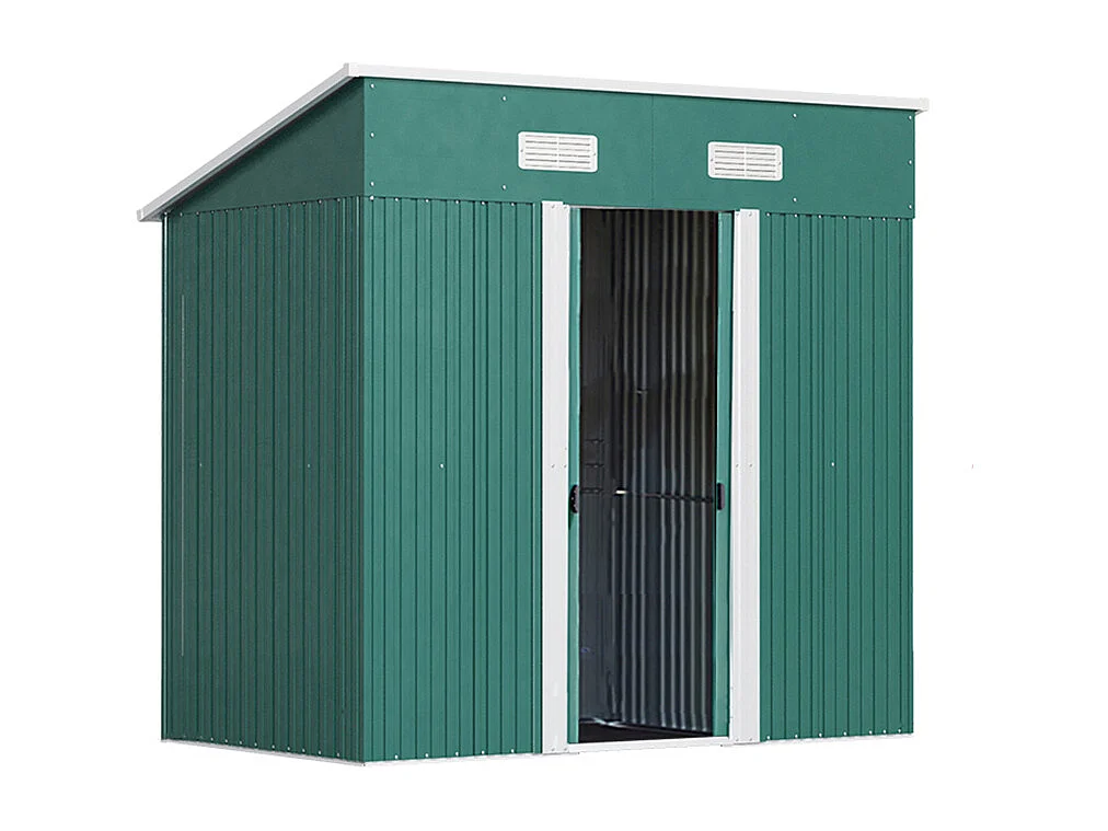 4 x 6 ft Pent Roof Metal Garden Storage Shed - Dark Green