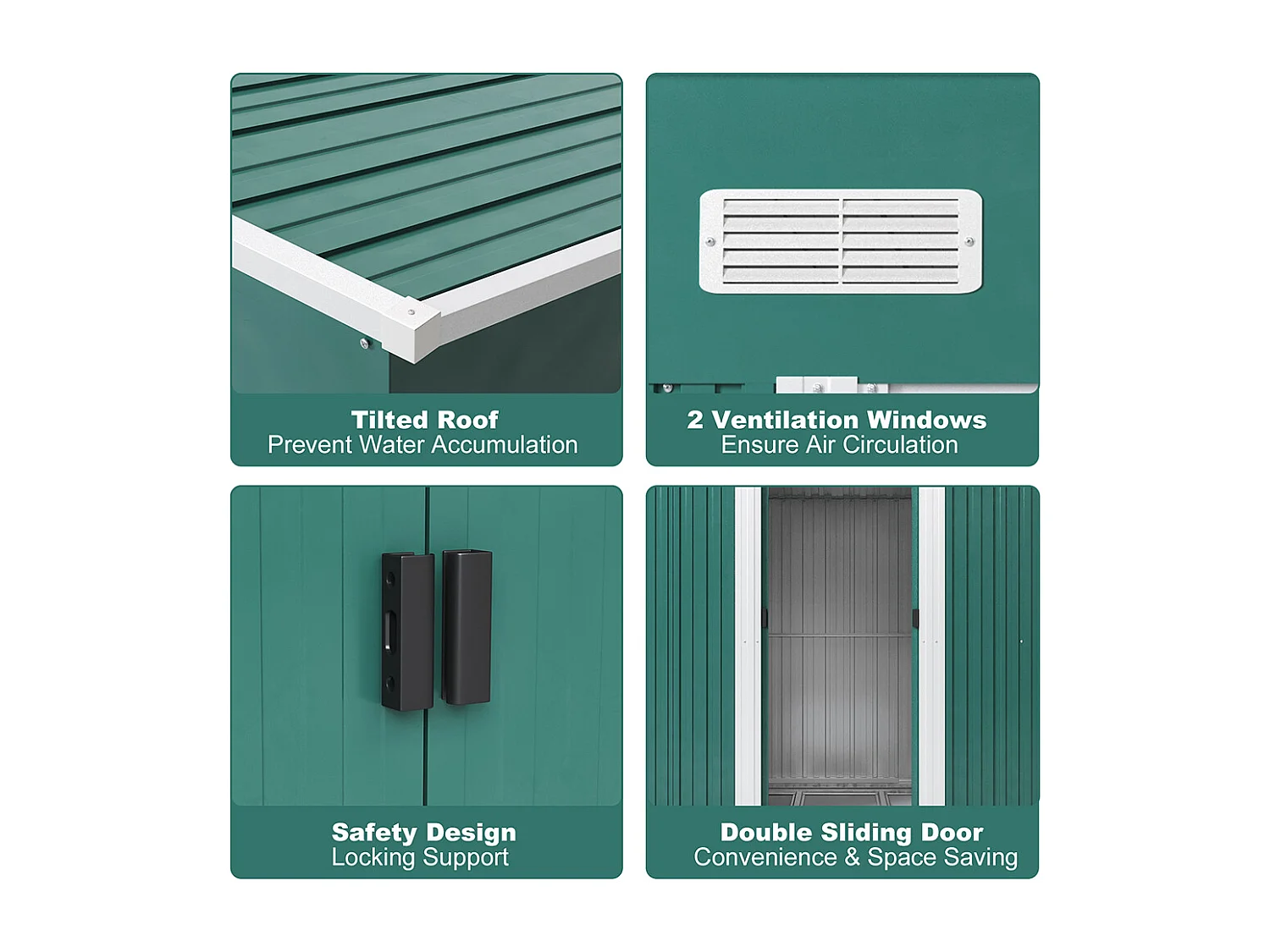 4 x 6 ft Pent Roof Metal Garden Storage Shed - Dark Green