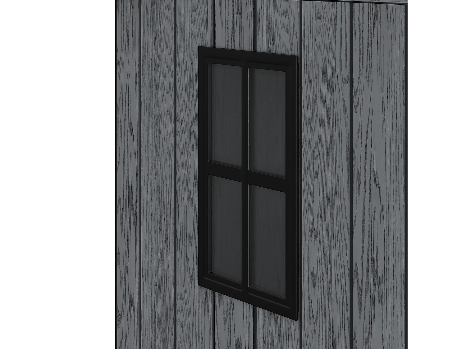 6 x 4 ft Dark Grey Wood Grain Outdoor Plastic Garden Storage Shed with Window and Floor