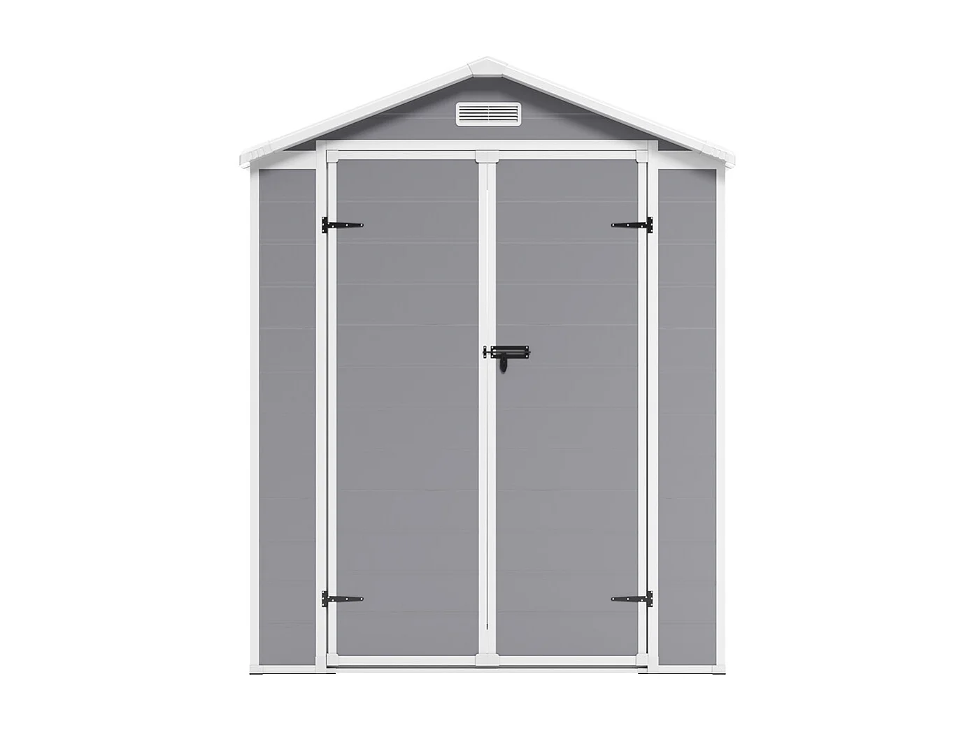 6 x 4.4 ft Apex Roof Plastic Garden Shed with Window & Floor - Grey