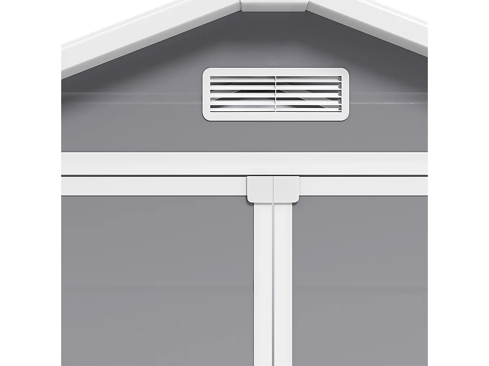 6 x 4.4 ft Apex Roof Plastic Garden Shed with Window & Floor - Grey