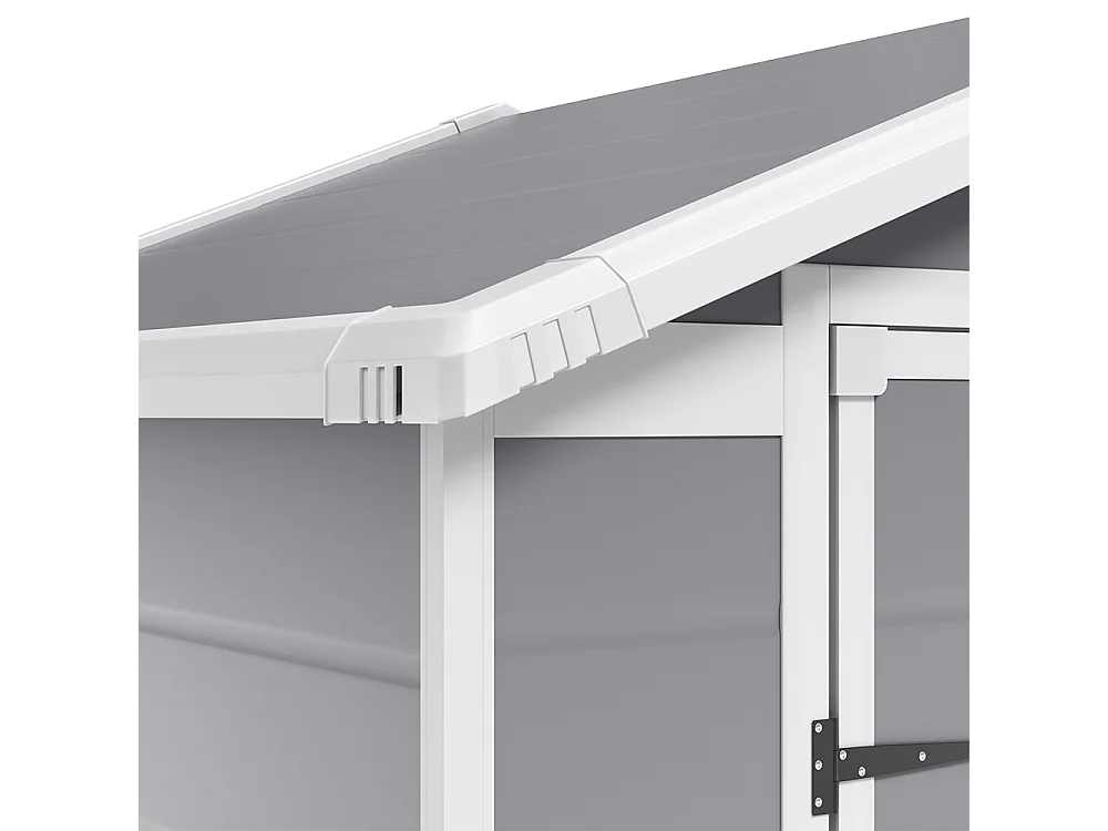 6 x 4.4 ft Apex Roof Plastic Garden Shed with Window & Floor - Grey