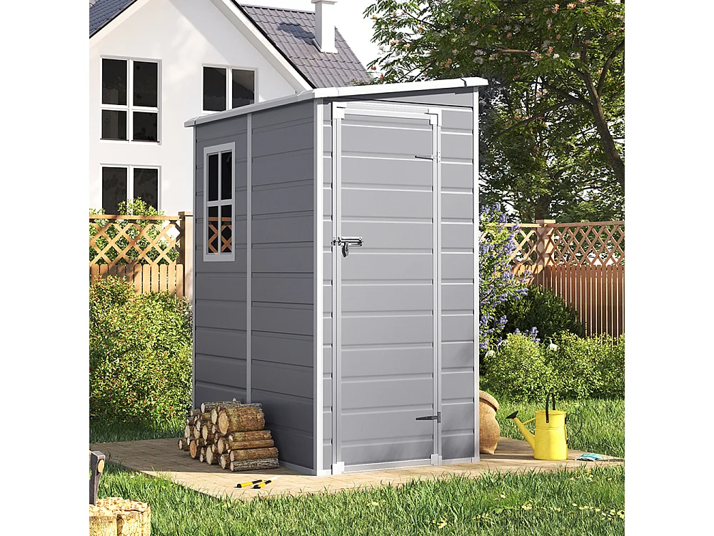 5 x 4 ft Grey Outdoor Plastic Storage Shed with Window & Floor