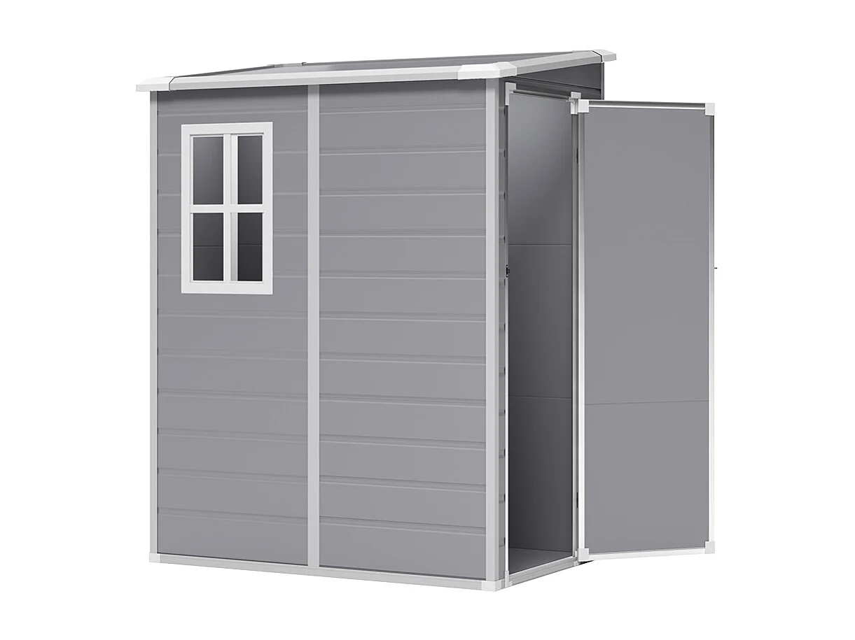 5 x 4 ft Grey Outdoor Plastic Storage Shed with Window & Floor