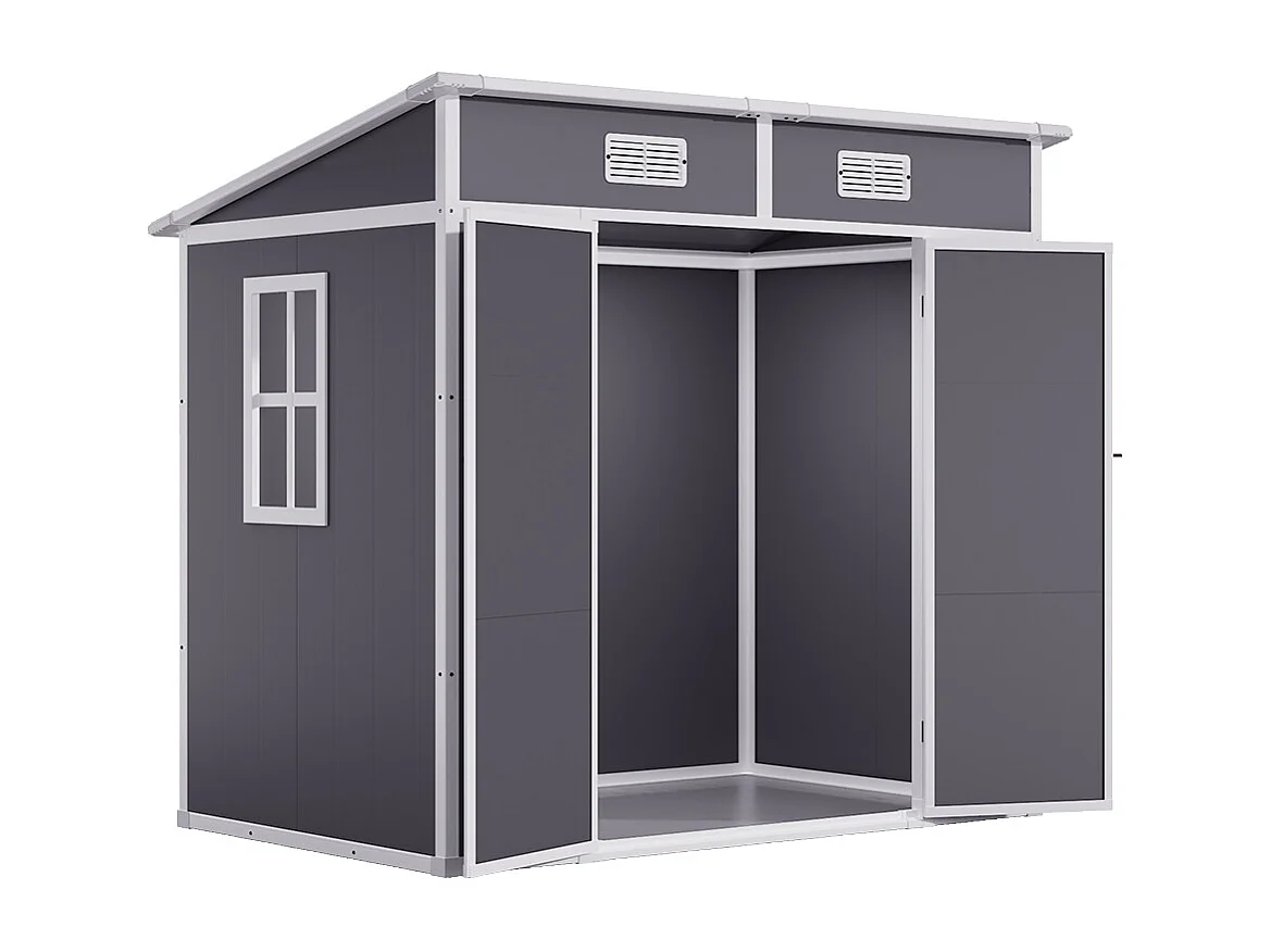 6 x 4 ft Grey Outdoor Plastic Garden Storage Shed with Window and Floor