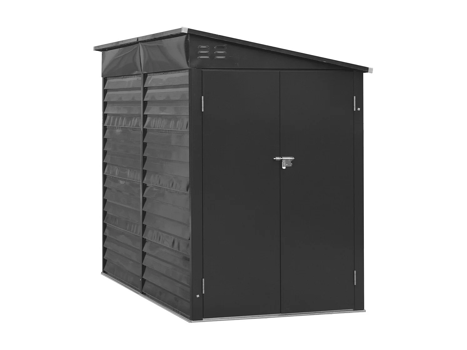 4.6 x 9 ft Metal Garden Storage Shed with Lockable Doors - Charcoal Black