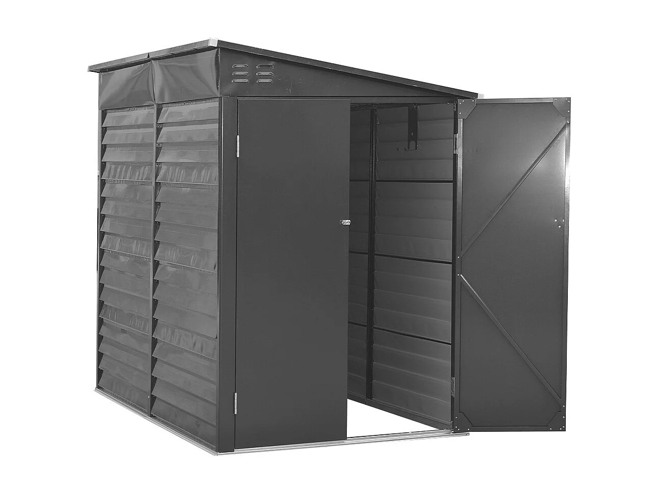 4.6 x 9 ft Metal Garden Storage Shed with Lockable Doors - Charcoal Black
