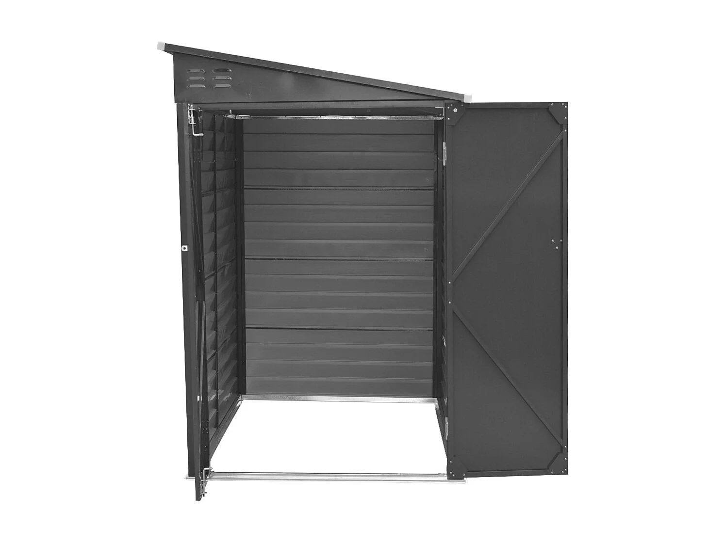 4.6 x 9 ft Metal Garden Storage Shed with Lockable Doors - Charcoal Black