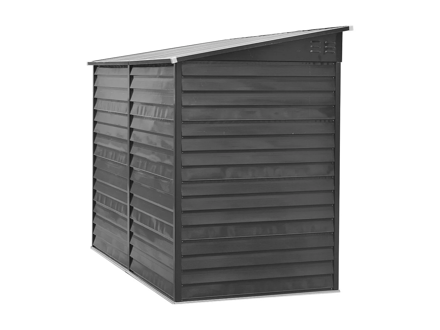 4.6 x 9 ft Metal Garden Storage Shed with Lockable Doors - Charcoal Black