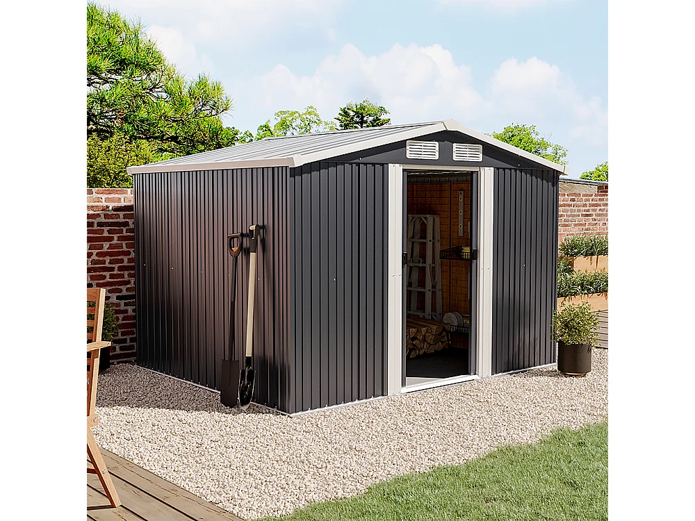 6 x 8 ft Large Metal Garden Storage Shed with Apex Roof
