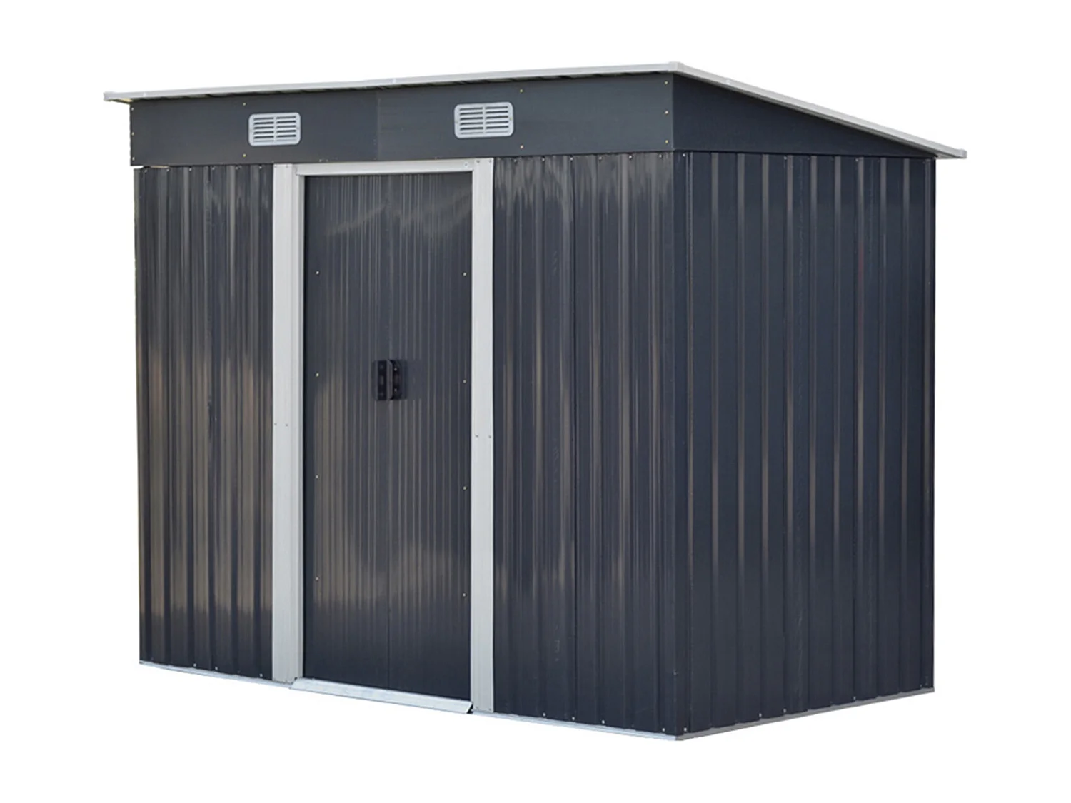 4 x 8 ft Pent Roof Metal Garden Storage Shed - Charcoal Black