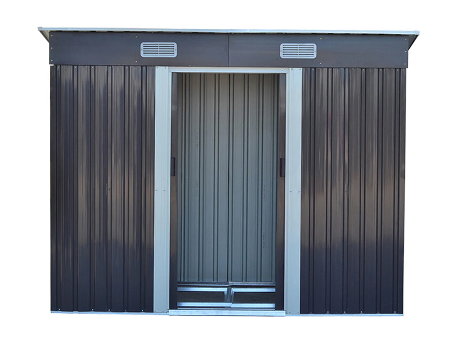 4 x 8 ft Pent Roof Metal Garden Storage Shed - Charcoal Black