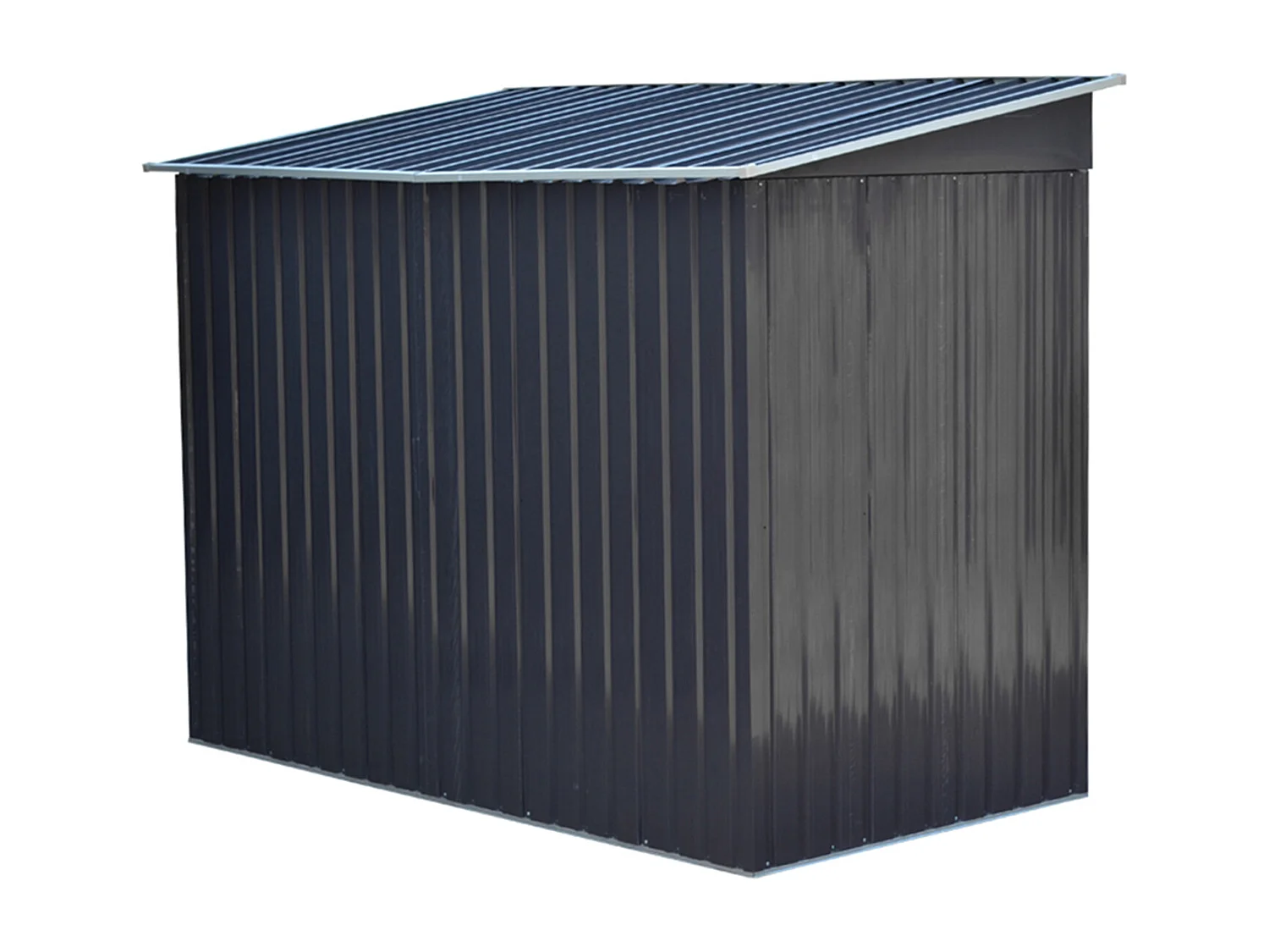 4 x 8 ft Pent Roof Metal Garden Storage Shed - Charcoal Black