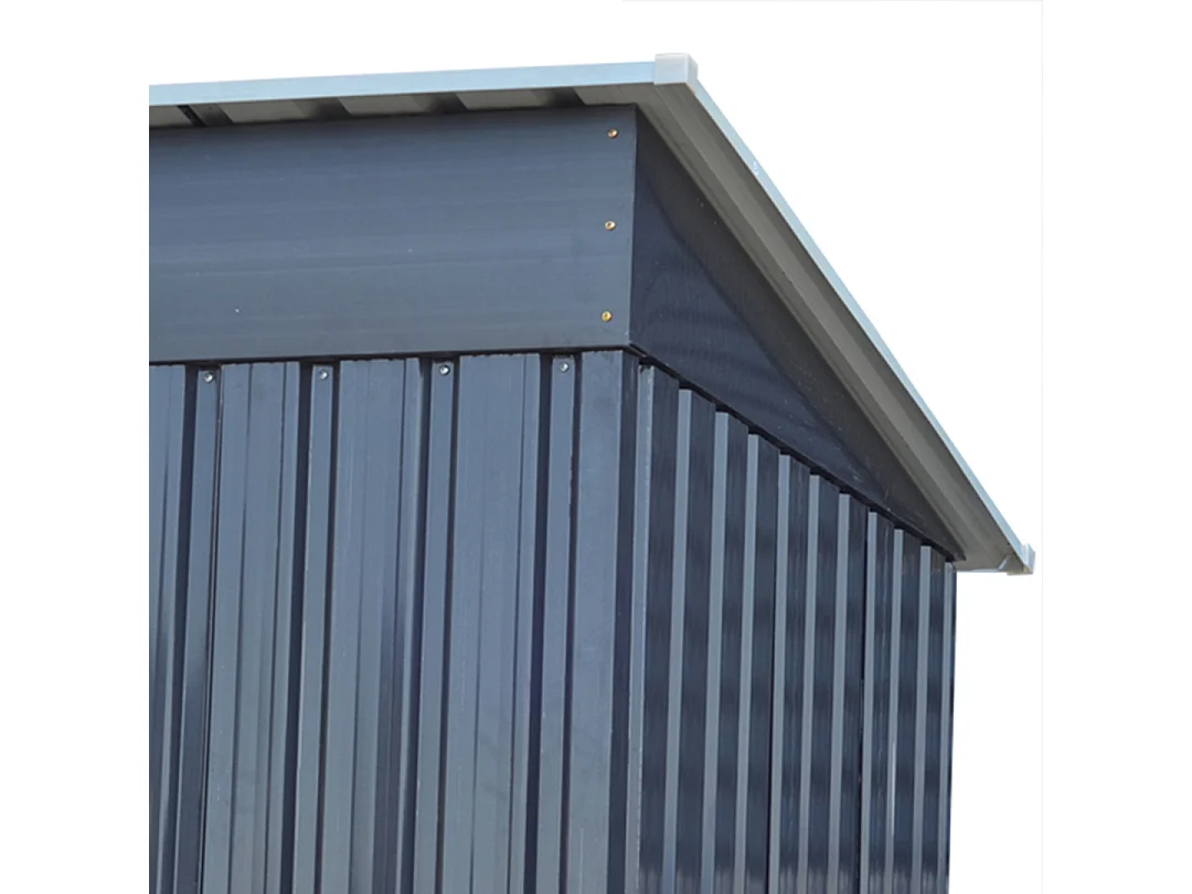 4 x 8 ft Pent Roof Metal Garden Storage Shed - Charcoal Black
