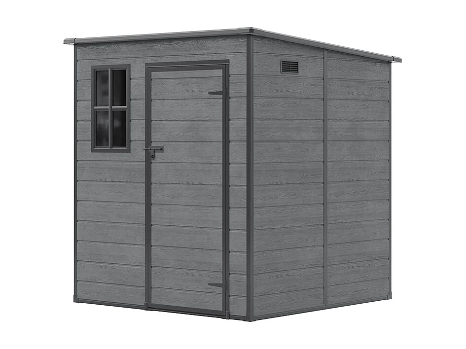 6 x 6 ft Pent Roof Woodgrain Garden Storage Shed with Window & Floor