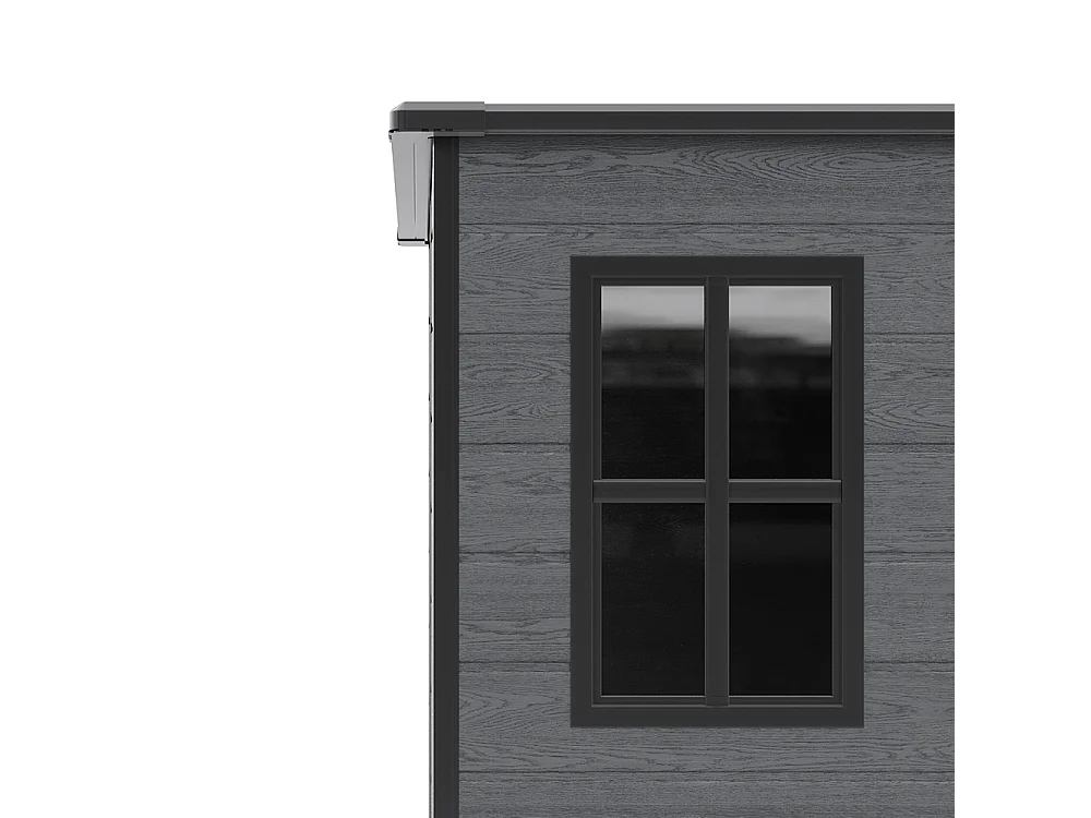 6 x 6 ft Pent Roof Woodgrain Garden Storage Shed with Window & Floor