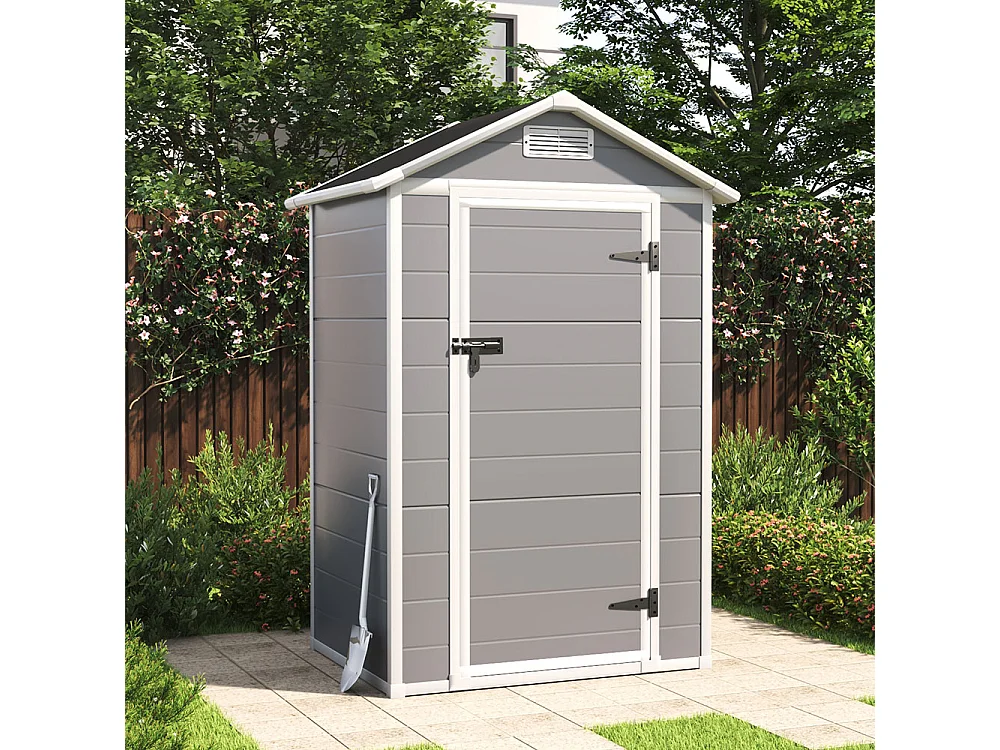 4 x 3 ft Black & Grey Apex Roof Plastic Garden Shed with Floor